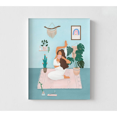 Yoga Studio Style Room Decor Idea, Girl Doing Yoga Poster, Aesthetic Yoga Wall Art Print, Cute Yoga Girl Home Decor Idea