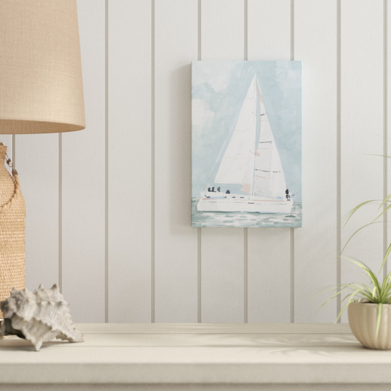 Soft Sailboat I by Emma Scarvey - Painting Print, 30cm H x 20cm W, Wrapped Canvas