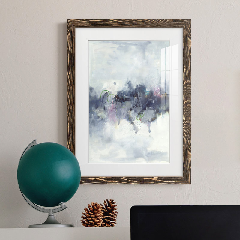 Oiseaux I - peinture encadrée, Cadre noyer, H 43,5 po x l 31,5 po x P 1 po
