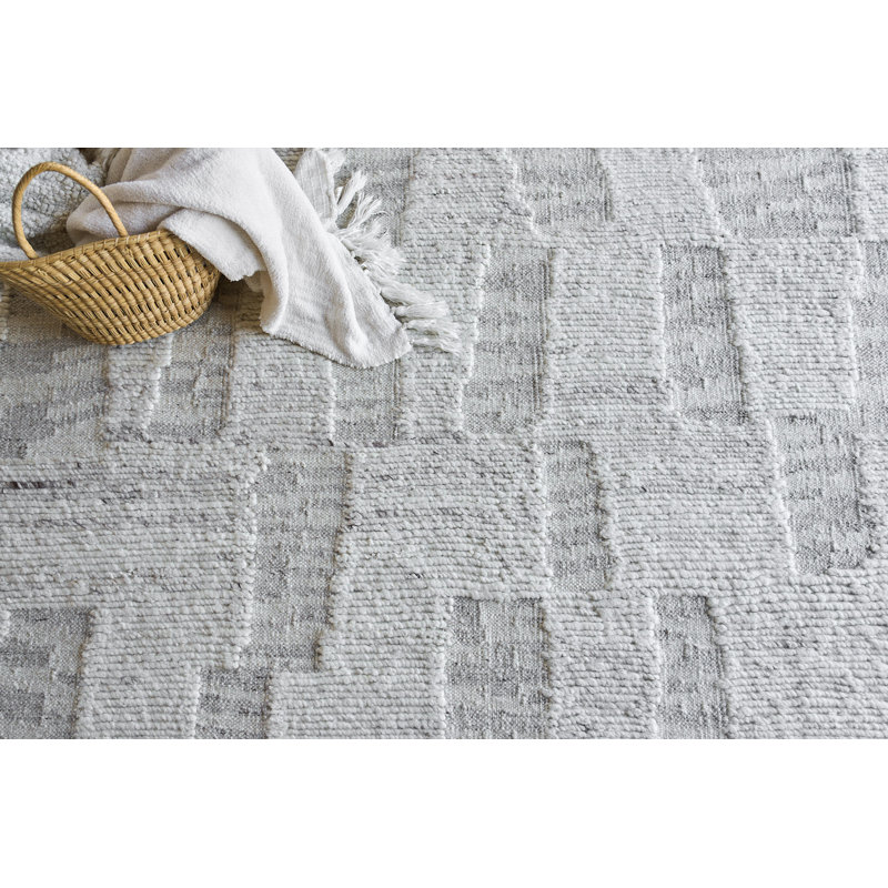 Canyon Wool Abstract Area Rug in Silver/Gray, Rectangle 8' x 10'