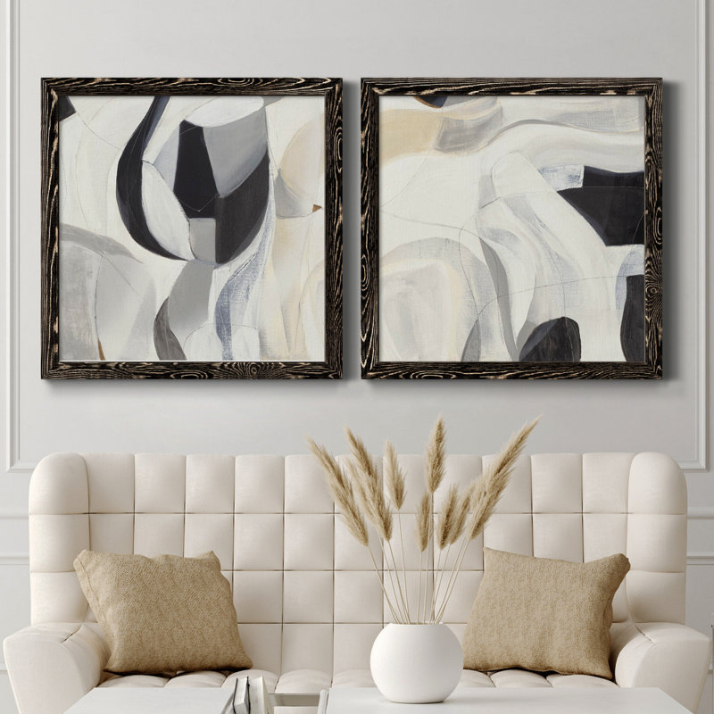 La recherche I - ensemble de 2 reproductions d'art sur toile, H 31,5 po x l 63 po x P 1,5 po, Cadre noir