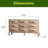 Storage Sideboard With 3 Drawers & 2 Doors, Light Wood & Geometric Design