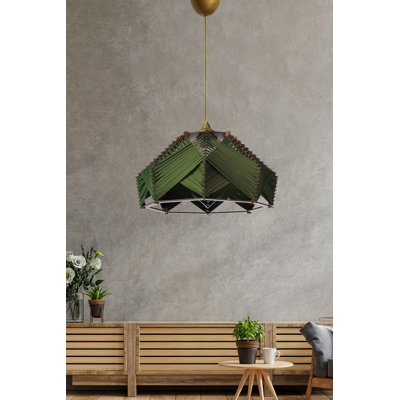 Stylish Khaki Chandelier, 7.9 x 13.8 inches | Durable Plastic Body, Cotton Cap | Cable Height: 23.6 inches | E27 Socket, Max 40W | Perfect for Home Dining Room & Living Area, Elegant Lighting Fixture