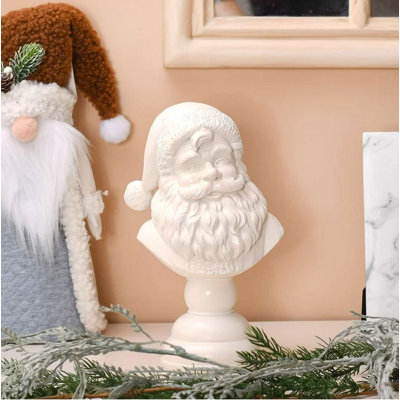 Buste du père Noël, décoration de table de Noël, résine blanche, fête des Fêtes, buste du père Noël classique, décoration de table de Noël élégante, 6 pouces