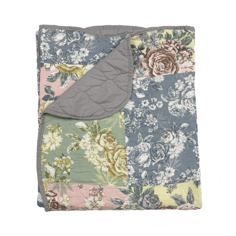Jeté matelassé Greenland Home Fashions Emma - imprimé floral patchwork, 50 po x 60 po