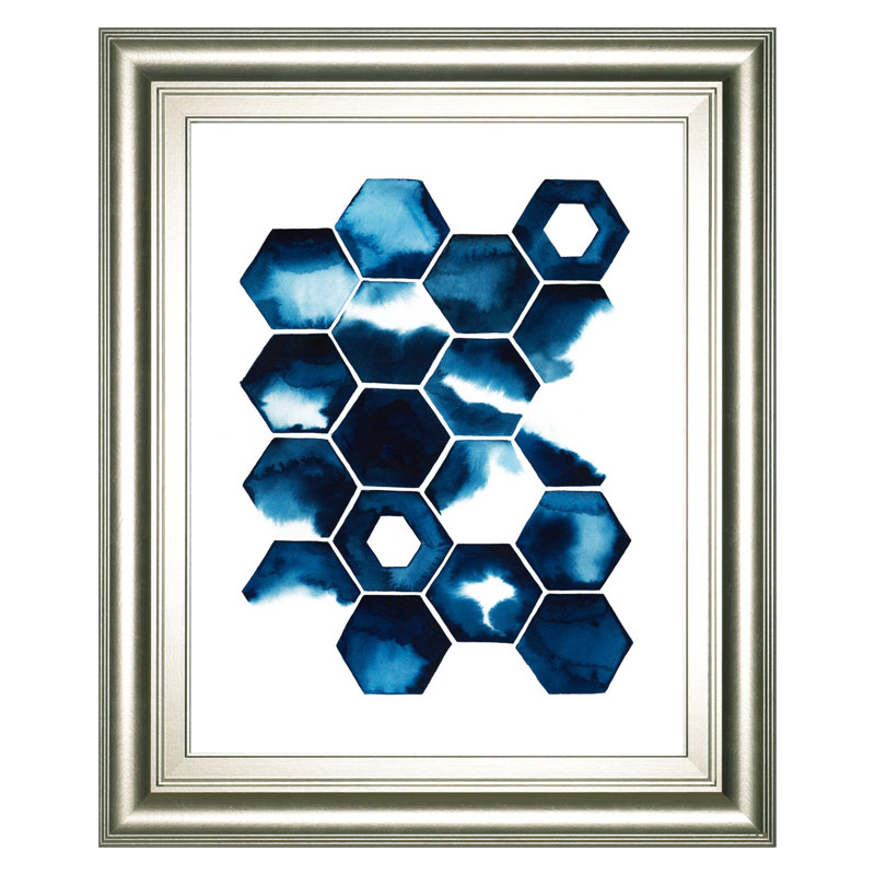 Art mural géométrique orageux II - 22 po x 26 po - Cadre argenté