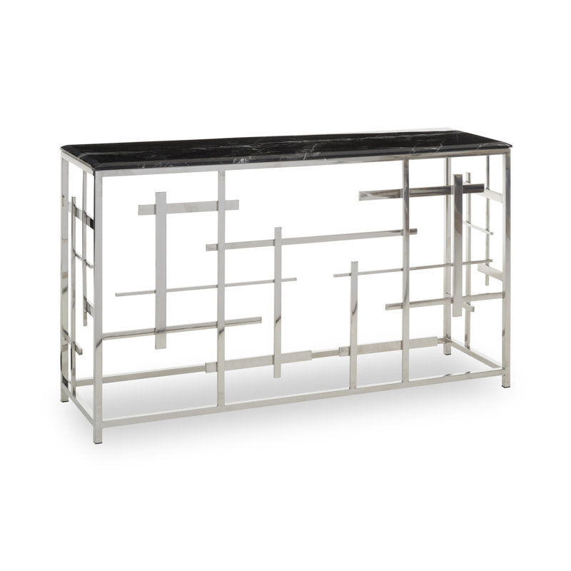 Julieta 130cm Stone Top Console Table, Black, Silver