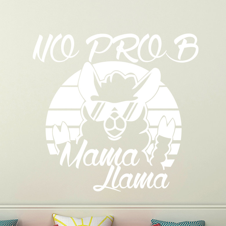 Décalcomanie murale "no prob maman llama", Blanc