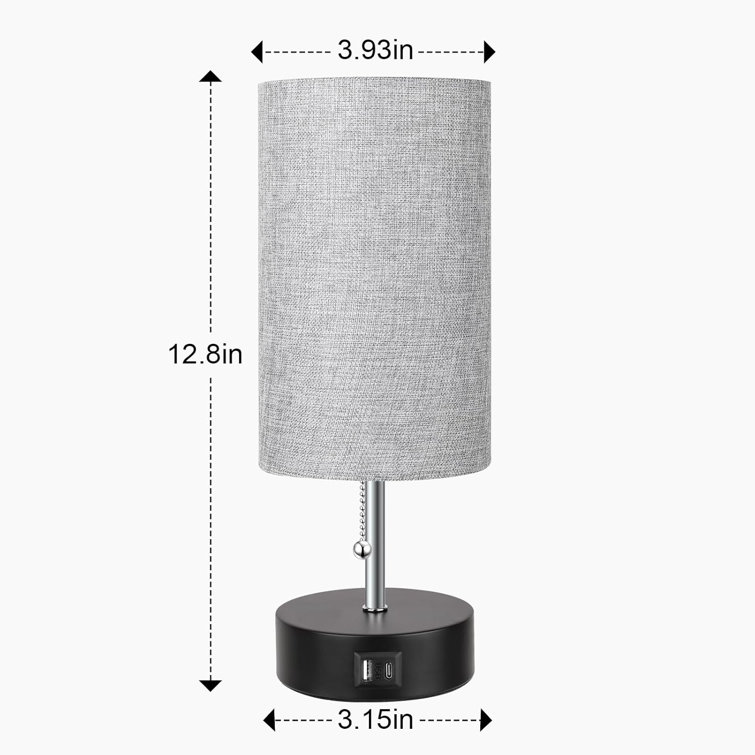 3-Colour Temperature Bedside Lamp Nightstand Lamp with USB A Port and C Port, Table Lamp for Bedroom with LED Bulb Small Lamps for Living Room (Grey)