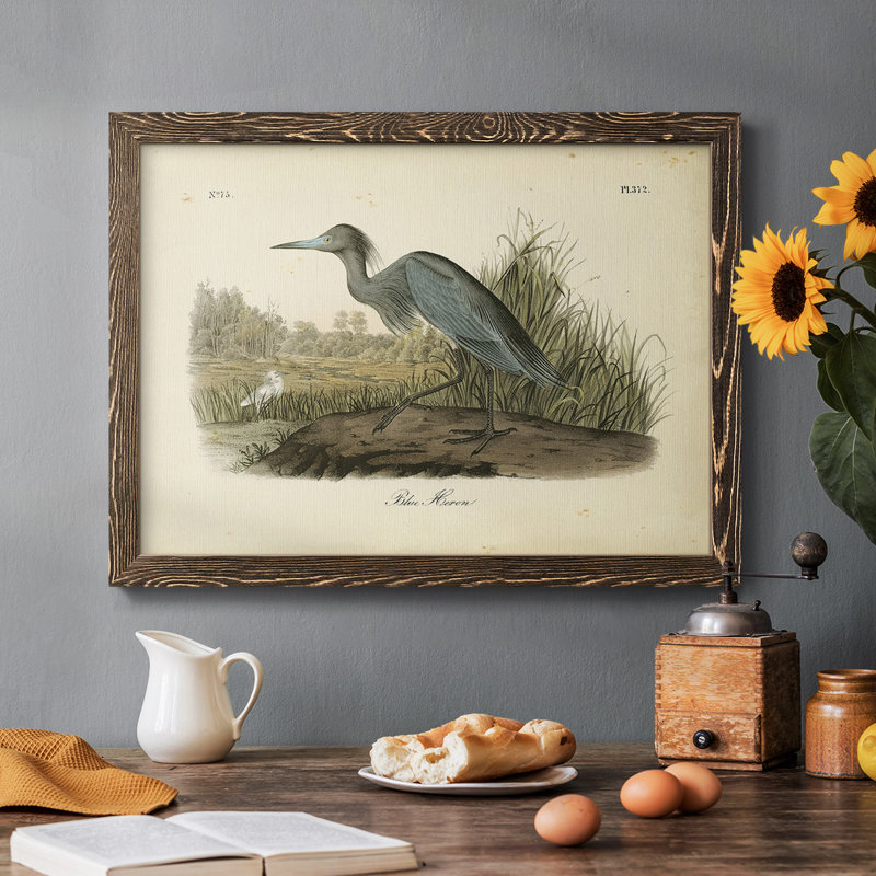 Audubons Blue Heron, reproduction d'art sur toile, Noyer, H 18 po x l 26 po x P 1,5 po