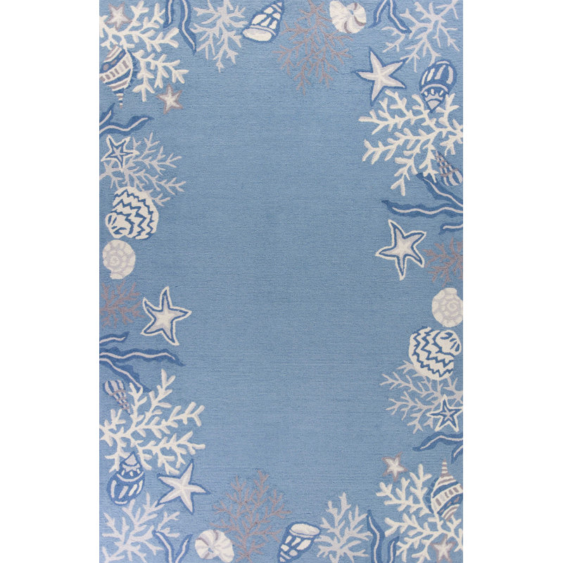 Tapis bleu clair touffeté à la main Strachan, Rectangle 5 pi x 7 pi 6 po