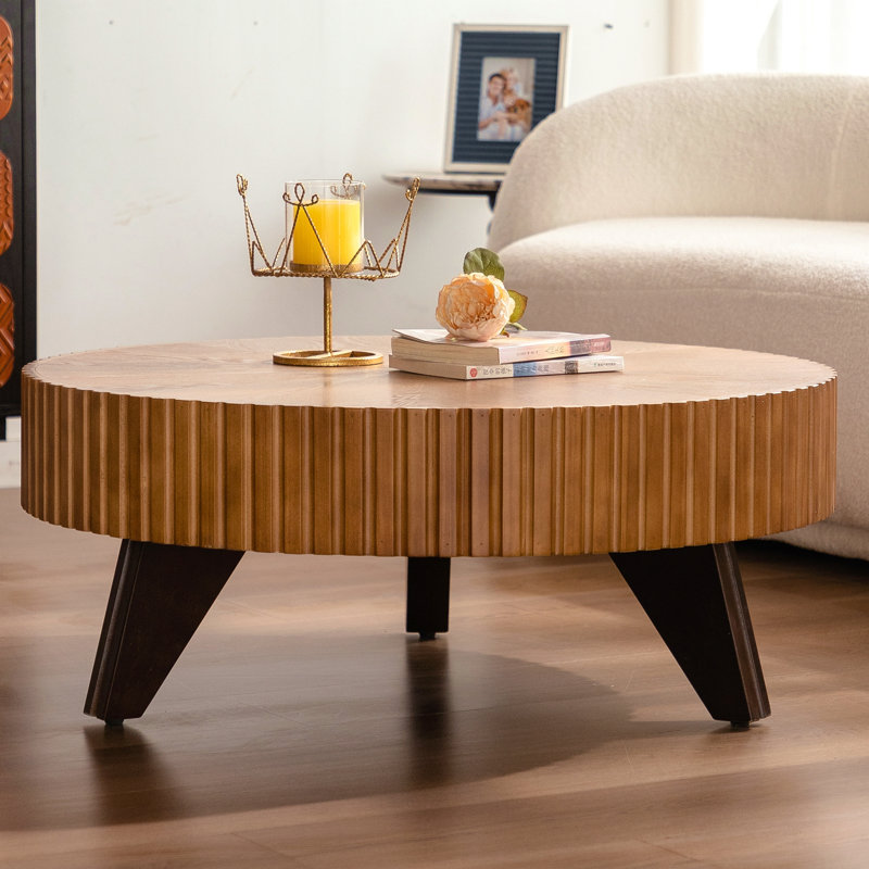 Table basse ronde 35,4 po, Naturel, Naturel