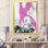 Rose, bleu et jaune, art liquide III - peinture sur toile
