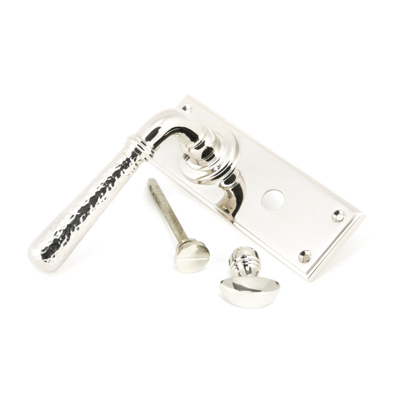Hammered Newbury Double Dummy Door Handle, Polished Nickel