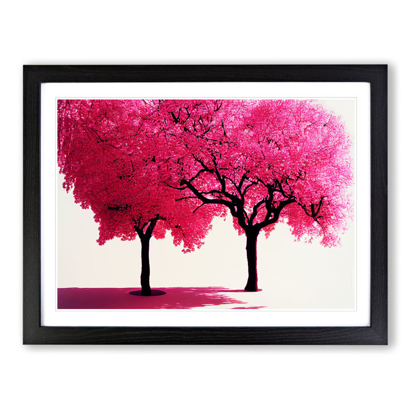XH1022-7097X Powerful Cherry Blossom Trees - Single Picture Frame Print, Black, 46cm H x 64cm W