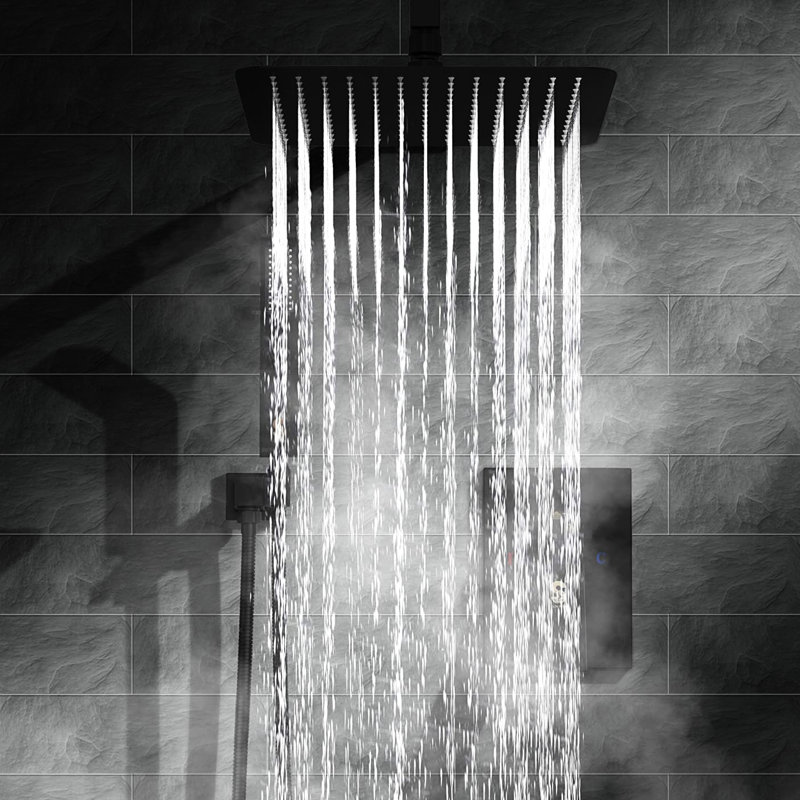 Luxury Bathroom Shower Head - 10 Inch Rain Mixer Wall Mounted Matte Black Brass Forged Easy Made Effortless Showering