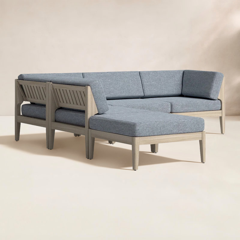 Ensemble de conversation modulaire avec coussins 5 pièces Deloris, Naturel