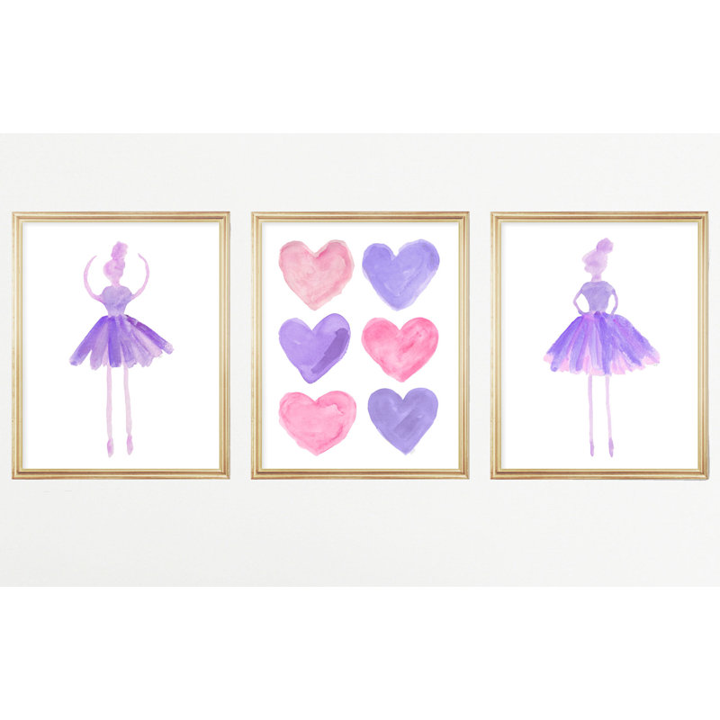 «Little Girls Ballet», impressions sur papier, H 10 po x l 8 po x P 0,06 po, Violet et rose