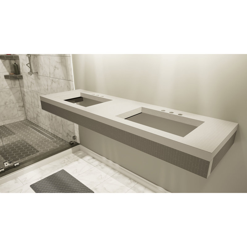 36" Gray Concrete Floating Bathroom Vanity Kit