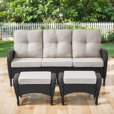 3-Piece PE Wicker Patio Conversation Set