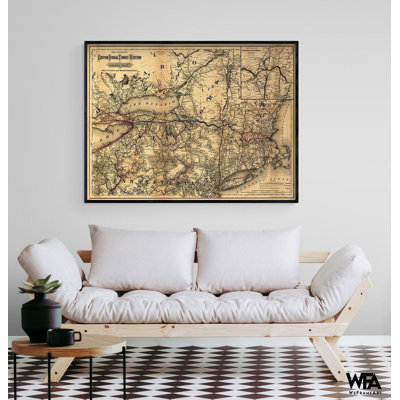 Boston Hoosac Tunnel and Western Rail 1881, Massachusetts, impression de carte antique, idée de rénovation de salon, art mural de Boston, carte des chemins de fer