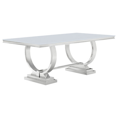 Mercy White Rectangular Glass Top Dining Table