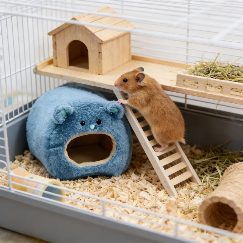Sac de couchage Hamster chaud, lit de 4,3 po x 4,3 po x 3,9 po pour gerbilles dorées, brun, Bleu