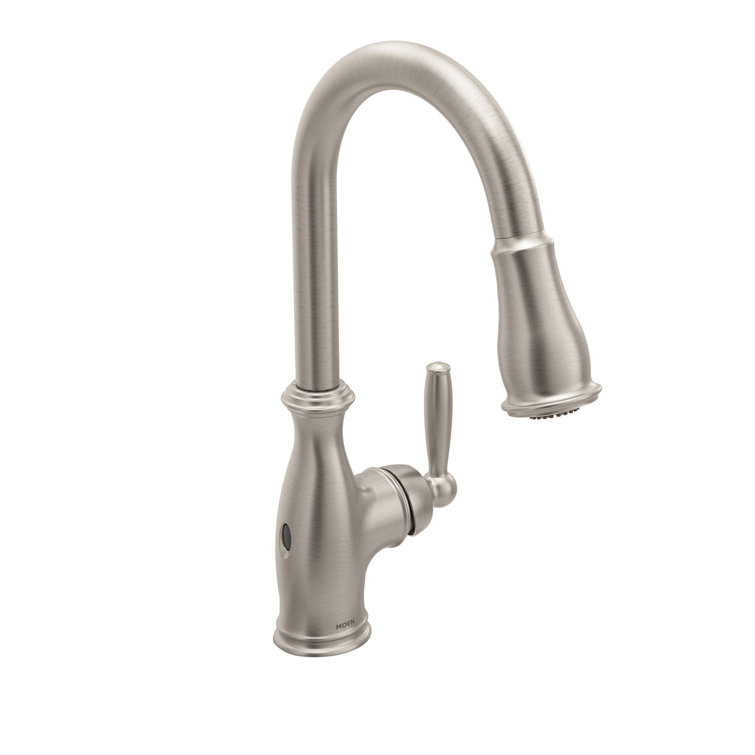 Moen 7185EWSRS Brantford Pull Down Touchless Single Handle Kitchen Faucet with MotionSense Wave and Power Clean Spray