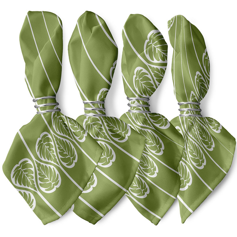 Chyane Polyester Floral Square Napkin, Green