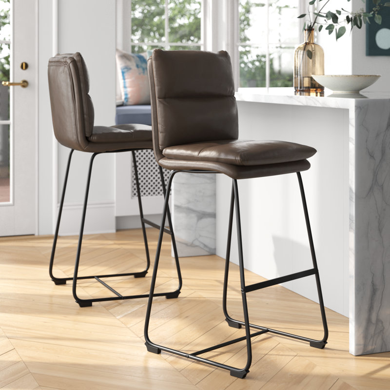 Tabouret de bar et de comptoir Volana, Similicuir brun, Tabouret de bar (siège d'une hauteur de 30 po)