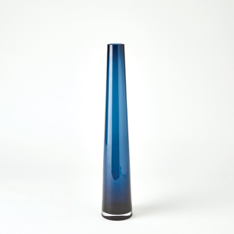 Handmade Glass Table Vase, Blue, 23.75" H x 4.75" W x 4.75" D