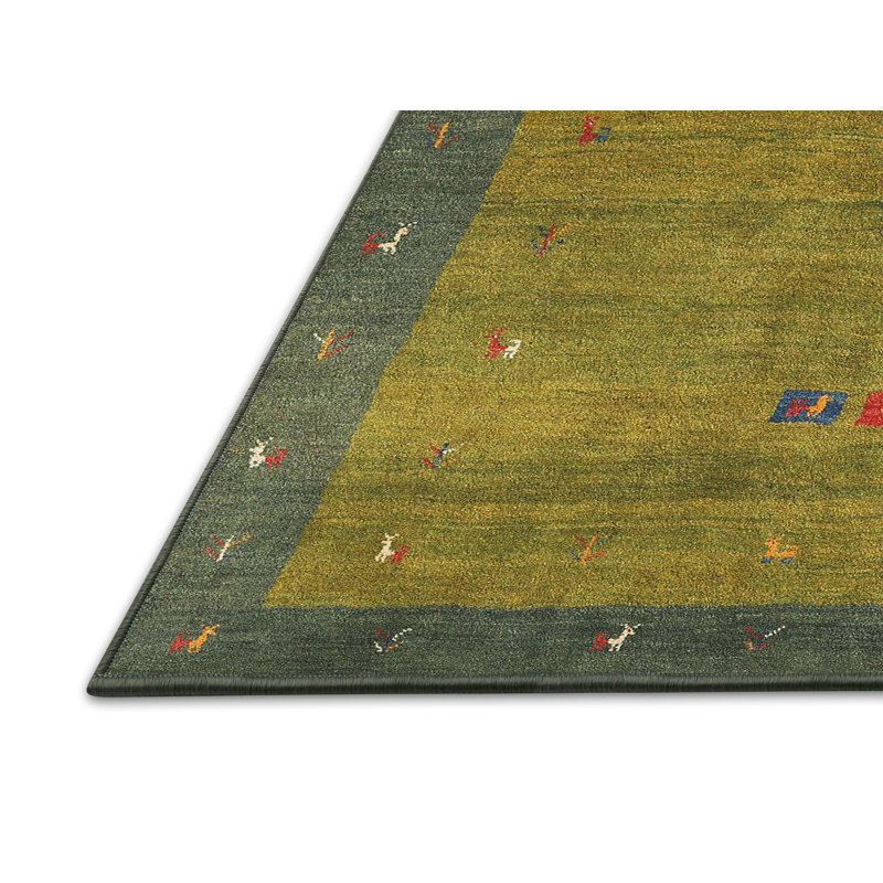 Tapis contemporain vert / gris, Rectangle 4 pi x 6 pi