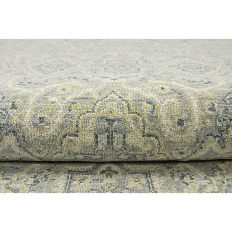 Oriental Area Rug in Gold/Gray, Rectangle 10' x 14'