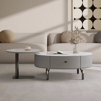 Italian light luxury oval rock table