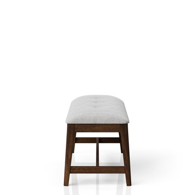Backless Upholstered Bench For Mid - Century Dining, Cherry Finish, Fabric, Beige Solid Wood + , 19.5 In Height, 42 Depth, 16 Width Dining Of Essence, Seat, 15.5 Lb Weight