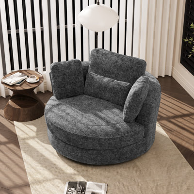 Fauteuil d'appoint en tonneau pivotant surdimensionné rembourré