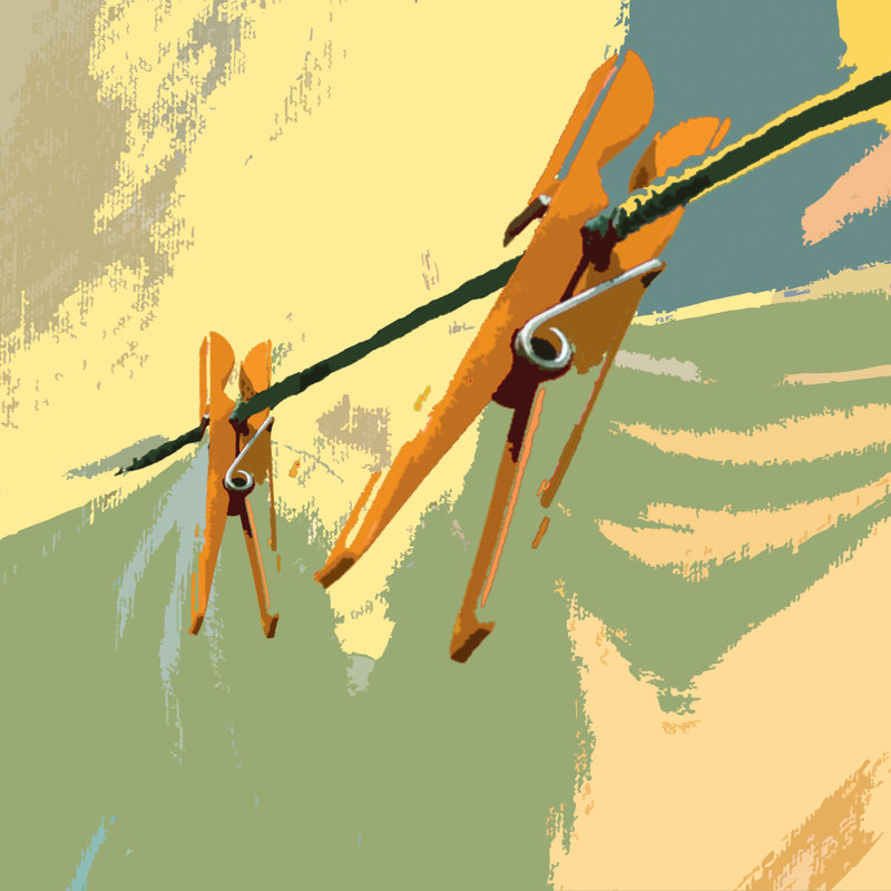Clothespins On Line - Wrapped Canvas Painting, 51cm H x 51cm W x 3.8cm D