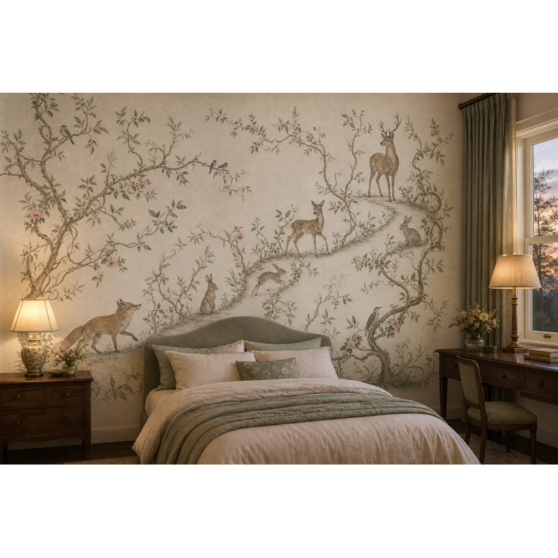 Papier peint Woodland Toile Pastoral Landscape, 140"x108", Peel and Stick
