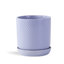 Pot cylindrique à pois avec soucoupe intégrée, pot moyen en céramique émaillée (lot de 4) - Jayce Outdoor-490050601