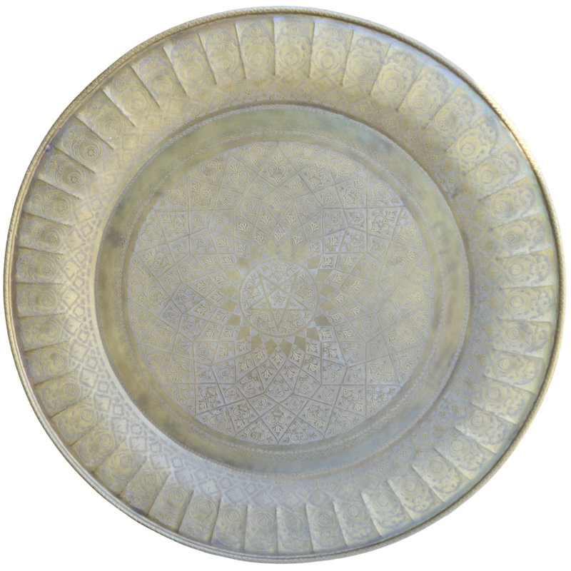 Grand plateau de service vintage marocain gravé