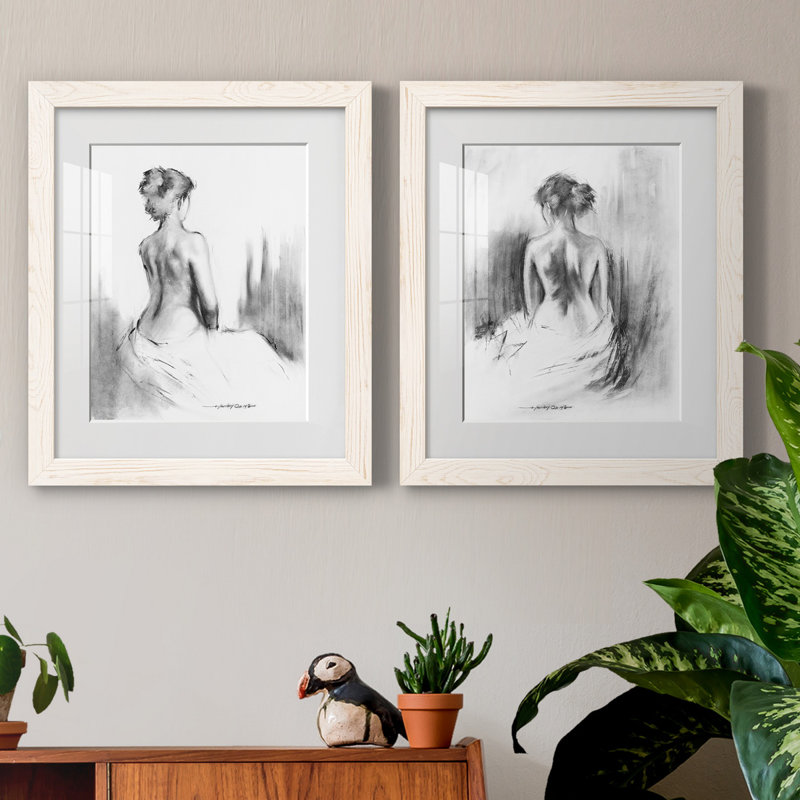 «Soft Silhouette I», ensemble de 2 reproductions d'art, H 24 po x l 36 po, Impression encadrée avec passe-partout, White