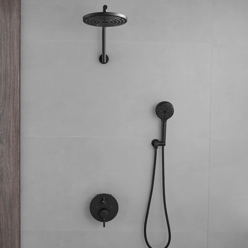 Wall Mounted Shower System With Hand Shower 2 Handle Shower Faucet Kit Brass Shower Faucet Combo With Rough-In Valve