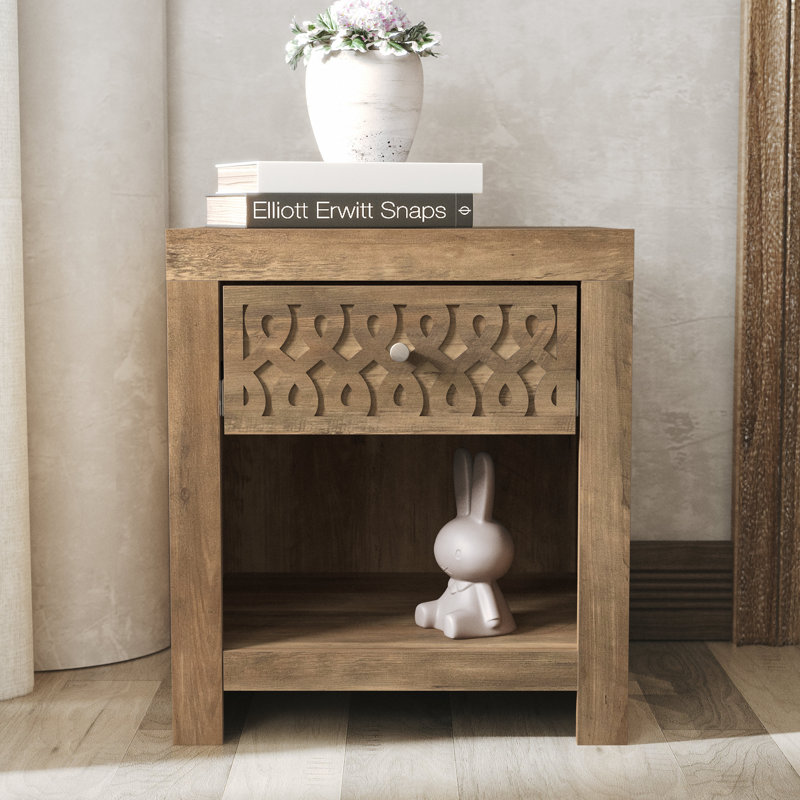 Brandarius 1 Drawer Nightstand, Knotty Oak