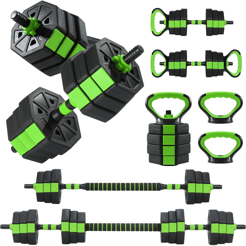Ensemble d'haltères réglables 44 lb - poids libres 4-en-1 pour la gymnastique à domicile, convertible en kettlebell, haltères et support à pousser, équipement d'exercice pour hommes et femmes