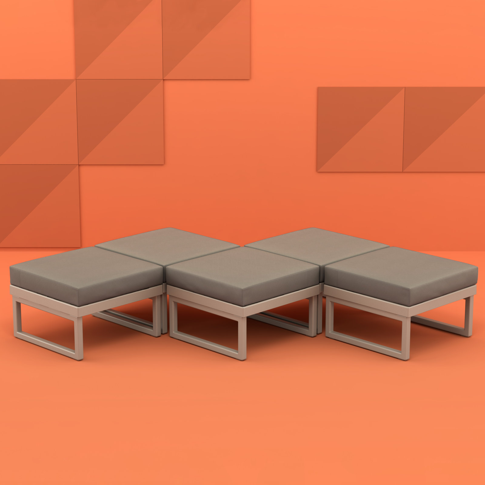 Lane Upholstered Outdoor Ottoman with Cushion, Taupe, Taupe