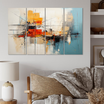 Teal Orange Bold Energy IV Buildings & Architecture Wall Decor on Metal