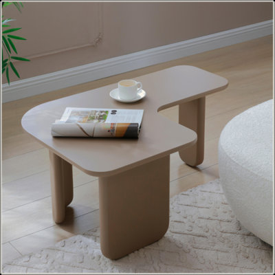 Table basse moderne en forme de L modernisée, table de cocktail avec peinture verte multicouche, table d'appoint pour canapé, canapé central d'angle peu encombrant pour le bureau du salon
