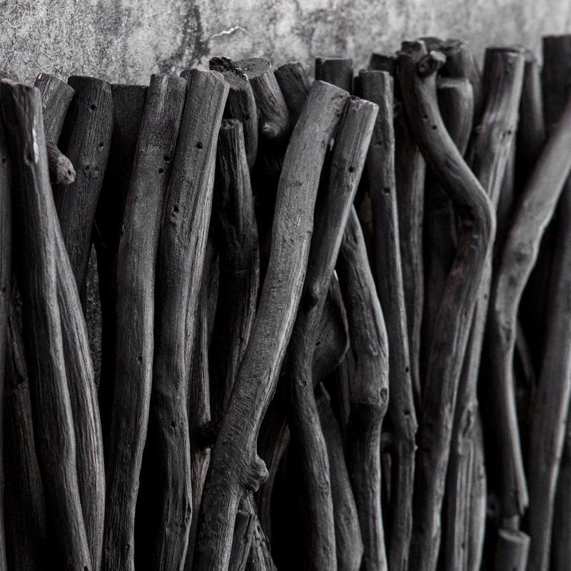 Black Teak Wood Wall Panel Art Decor