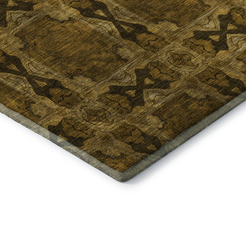 Premium Machine Washable Cerrito AMF564 Chocolate Rug, Runner 2'3" x 7'6"