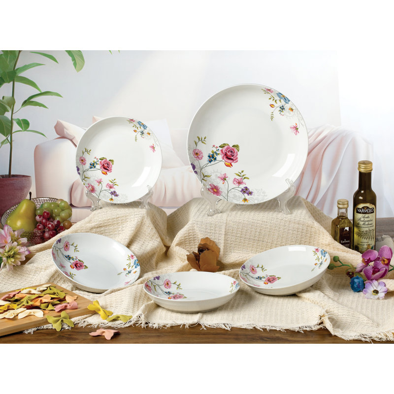 Ensemble de 5 pâtes en porcelaine Lorren Home Trends, 1 bol de service et 4 bols individuels, motif floral